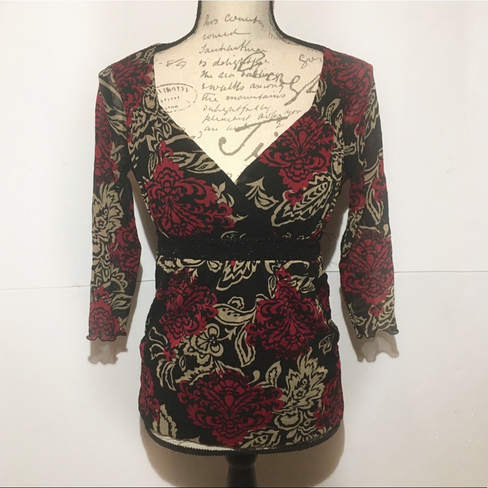 Petite Small Rose Wrap Blouse